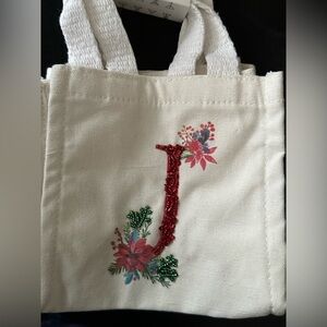 34th & Pine Floral and Sequin J Mini Canvas Tote Bag - set of 2